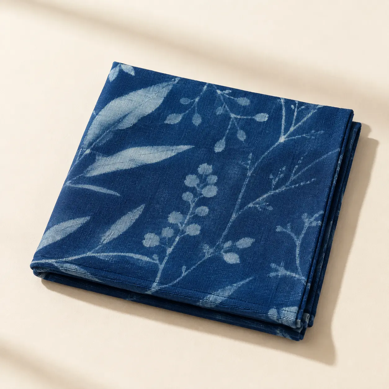 Botanical-patterned indigo bandana